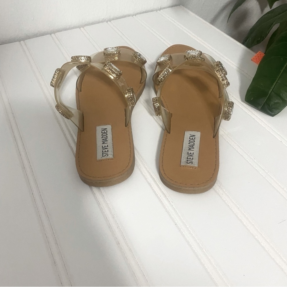 Steve Madden Women’s Jace Summer Slide Sandals Clear with Rhinestones Size 5.5 - Picture 6 of 8
